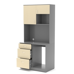 Офисная мини-кухня ПРАКТИК №6, Темно-серый и Крем Вайс U2601-U2236