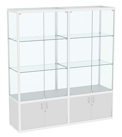 Витрина стеклянная двухсекционная с накопителем алюминиевая ВСА-6, Серый