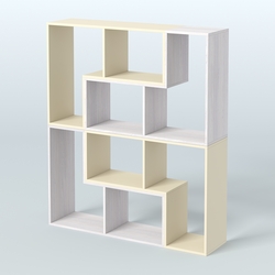 Торговый стеллаж Лофт №2 средний четырех- модульный, Ясень Анкор светлый и Крем Вайс