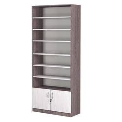 Стеллаж из ДСП с 6-ю полками 400x900 мм серии LEVEL-6 №14 (З/C - ДВП), Ясень Анкор темный + Ясень Анкор светлый