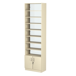 Стеллаж из ДСП с 7-ю полками 300x600 мм серии LEVEL-7 №5-1 (З/C - СТЕКЛО), Крем Вайс