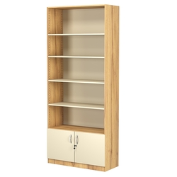 Стеллаж из ДСП с 4-мя полками 350x900 мм серии LEVEL-4 №13 (З/C - ДВП), Дуб Золотистый и Крем Вайс