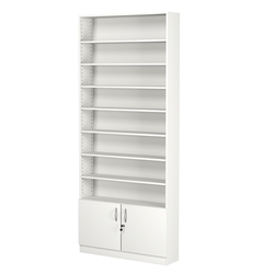 Стеллаж из ДСП с 8-ю полками 200x900 мм серии LEVEL-8 №10 (З/C - ДВП), Белый