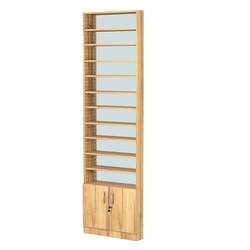 Стеллаж из ДСП с 10-ю полками 100x600 мм серии LEVEL-10 №1-2 (З/C - ЗЕРКАЛО), Дуб Золотистый