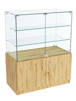 Прилавок Истра с каркасом из стекла №107 (закрытый), Дуб Золотистый