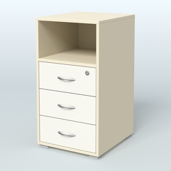 Тумба приставная 3 ящика с нишей, Крем Вайс + Белый