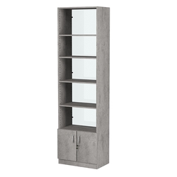 Стеллаж из ДСП с 4-мя полками 350x600 мм серии LEVEL-4 №6-1 (З/C - СТЕКЛО), Бетон Чикаго светло-серый F186 ST9