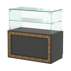 Стеклянный прилавок с декором и накопителем №СПБА-01, Черный