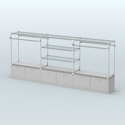 Островная торговая система ХРОМ 3600 мм с тумбами Т15 и поручнями №3, Серый