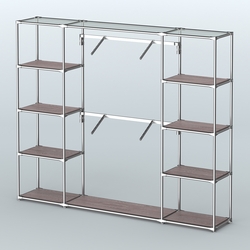 Торговая система ХРОМ без ДСП 2430 мм с полками ДСП и поручнями №7, Ясень Анкор темный