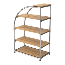 Хромированный стенд универсальный TD-06 (Т) с полками ДСП 16мм, Дуб Золотистый