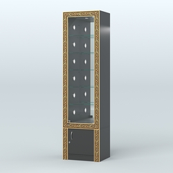 Витрина с декором и стеклянными полками №ВБА-504С, Черный