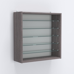 Витрина настенная №201-5Г открытая с пятью прозрачными полками, Ясень Анкор темный