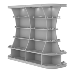 Островной высокий стеллаж ГАРАНТ №3-О с ограничителями, Серый