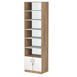 Стеллаж из ДСП с 5-ю полками 400x600 мм серии LEVEL-5 №7-1 (З/C - СТЕКЛО), Дуб Канзас коричневый + Белый