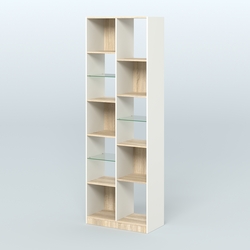 Стеллаж из ДСП серии ЛОФТ №8-3 с полками стекло 5 мм, Белый + Дуб Сонома