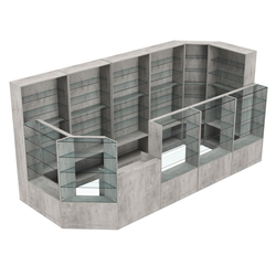 Торговый угловой островок ГРАЦИЯ №8 (открытый) (7.74 кв.м), Бетон Чикаго светло-серый F186 ST9