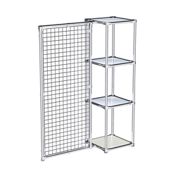 Хромированное вешало ЯЧЕЙКА №1-4 с зеркальными полками 4мм, Белый