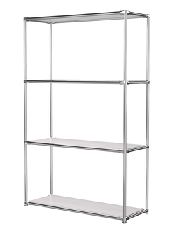 Хромированный стеллаж СТИЛЬ №1г с полками ДСП 16 мм, Ясень Анкор светлый - U31104