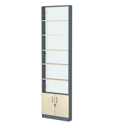 Стеллаж из ДСП с 5-ю полками 100x600 мм серии LEVEL-5 №1-1 (З/C - СТЕКЛО), Темно-серый + Крем Вайс