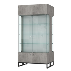 Витрина Монти №5-С двусторонняя, Бетон Чикаго светло-серый F186 ST9