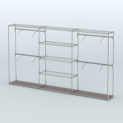 Торговая система ХРОМ без ДСП 3600 мм с прозрачными полками и поручнями №5, Ясень Анкор темный