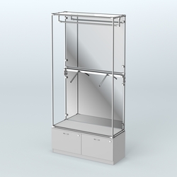 Торговая система ХРОМ (задняя стенка - зеркало) 1200 мм №2-3 с тумбой Т-15 и поручнями, Серый
