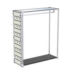 Хромированный стенд-вешало ETD-10 №1-4 (торец-ЭП) с полкой Зеркало 4мм, Черный