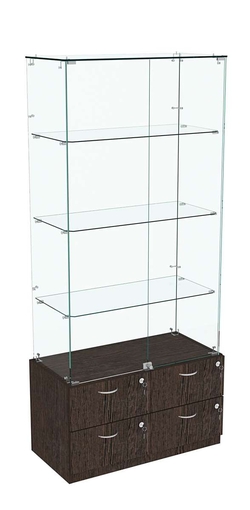 Витрина ХРУСТАЛЬ №5 прямоугольная (задняя стенка - стекло), Дуб Венге