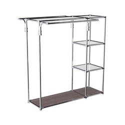 Хромированный стенд-вешало TD-42 №1-4 Хром с полками Зеркало 4мм, Ясень Анкор темный - U31105