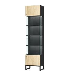 Витрина Монти №1-П, Черный + Дуб Сонома