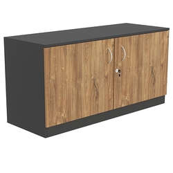 Тумба T-22 1200мм (H-600мм, с распашными дверцами), Черный + Дуб Канзас коричневый