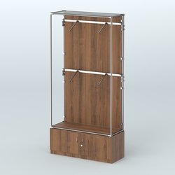 Торговая система ХРОМ (задняя стенка - ДСП) 1200 мм №3-4 с тумбой Т-21 и поручнями, Орех