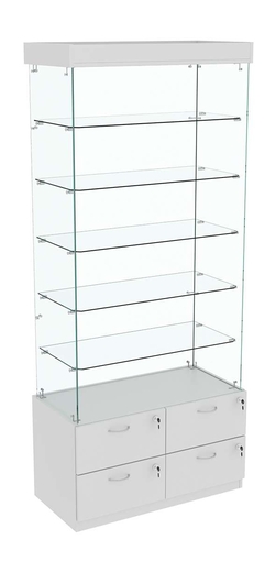 Витрина ХРУСТАЛЬ №601 прямоугольная (задняя стенка - стекло), Серый