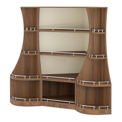 Угловой низкий стеллаж ГАРАНТ №1-О с ограничителями, Орех + Крем Вайс