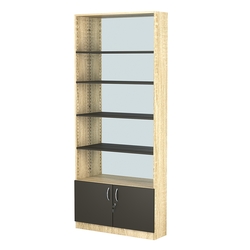 Стеллаж из ДСП с 4-мя полками 300x900 мм серии LEVEL-4 №12-2 (З/C - ЗЕРКАЛО), Дуб Сонома + Черный