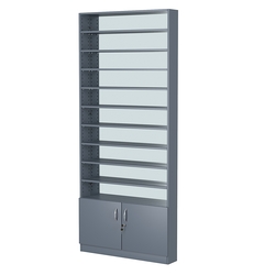 Стеллаж из ДСП с 9-ю полками 150x900 мм серии LEVEL-9 №9-2 (З/C - ЗЕРКАЛО), Темно-Серый