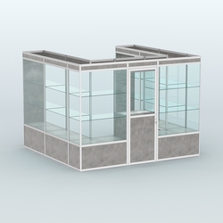 Павильон из профиля пристенный №5б (6,75 кв. м), Бетон Чикаго светло-серый F186 ST9