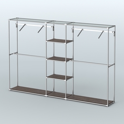 Торговая система ХРОМ без ДСП 3030 мм с полками ДСП и поручнями №12, Дуб Венге