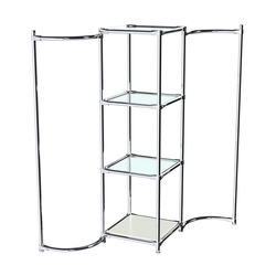 Хромированное вешало ВОЛНА №1-1 с полками стекло 6 мм, Белый