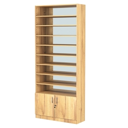 Стеллаж из ДСП с 8-ю полками 300x900 мм серии LEVEL-8 №12-2 (З/C - ЗЕРКАЛО), Дуб Золотистый