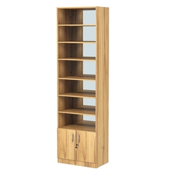 Стеллаж из ДСП с 6-ю полками 350x600 мм серии LEVEL-6 №6-2 (З/C - ЗЕРКАЛО), Дуб Золотистый