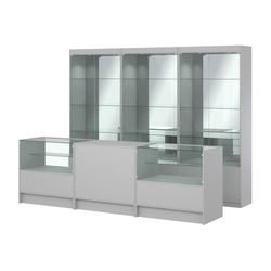 Комплект витрин ЭК-03 и прилавков ЭК-3, Серый