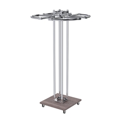 Торговое хромированное одноярусное вешало СЕКТОР №1, Ясень Анкор темный - U31105