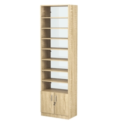 Стеллаж из ДСП с 7-ю полками 350x600 мм серии LEVEL-7 №6-1 (З/C - СТЕКЛО), Дуб Сонома