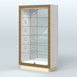 Низкая торговая витрина с декором НБА-507С, Ясень Анкор светлый и Крем Вайс