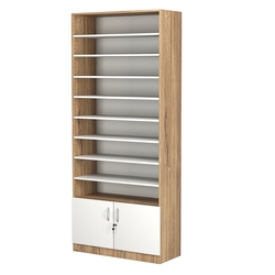 Стеллаж из ДСП с 8-ю полками 400x900 мм серии LEVEL-8 №14 (З/C - ДВП), Дуб Канзас коричневый + Белый