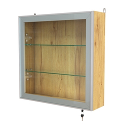 Витрина настенная №1-1А с прозрачными полками серии Collecto, Дуб Золотистый