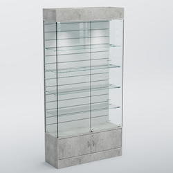 Витрина СЕТЬ №3-П с экономпанелью и полками, Метрополитан Грей
