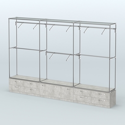 Торговая система ХРОМ без ДСП 3600 мм №6 с тумбами Т-11, Т-14 и поручнями, Метрополитан Грей